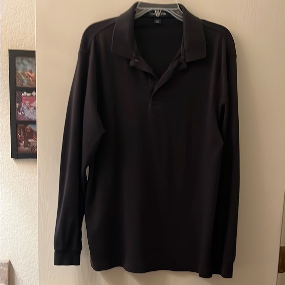Lands' End Black Polo Shirt Classic Cotton Design